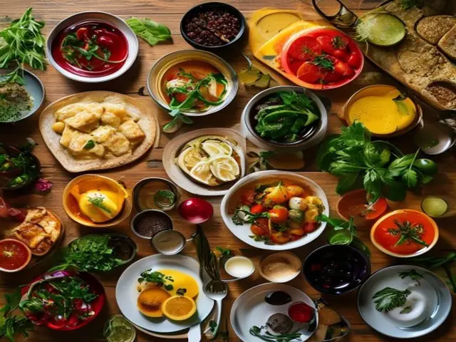 Appetizing overhead flat-lay food photography