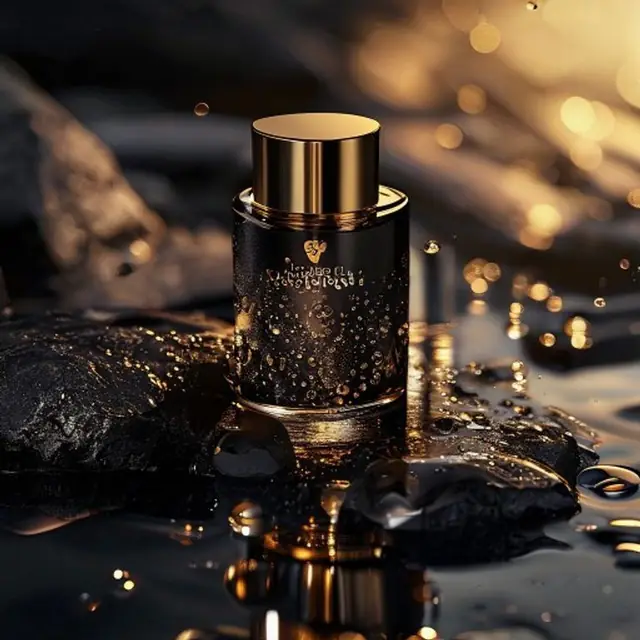 Luxury e-commerce product shot on black stone
